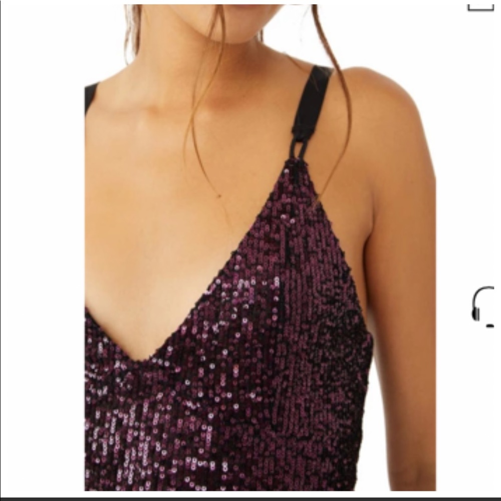 NWT FREE PEOPLE Gold Rush Mini Dress in plum combo - Picture 8 of 12